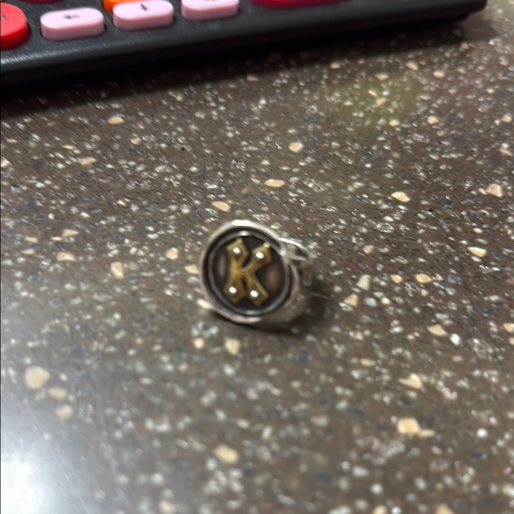 Waxing Poetic Silver and Gold Initial Ring